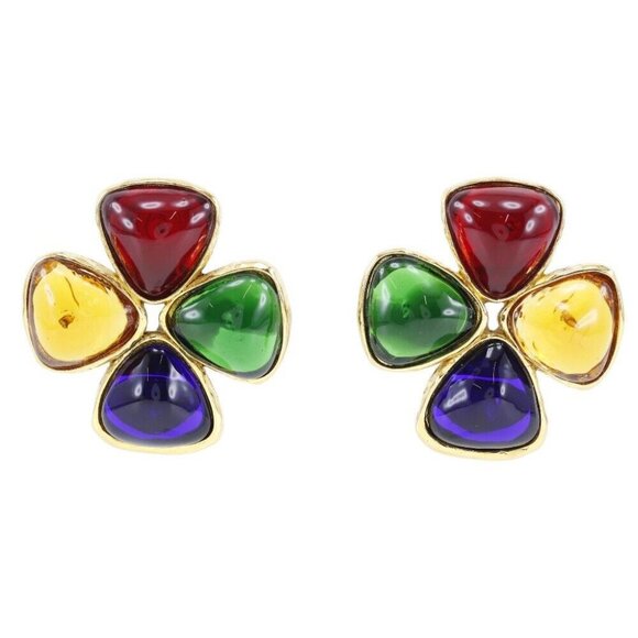 CHANEL Gripoa Earring Plated Gold flour 45.0g Women - Picture 1 of 6